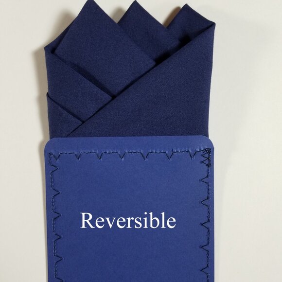 NEW Dark Blue 100% Cotton Pre-Folded Pocket Square Handkerchief Insert - Picture 7 of 8